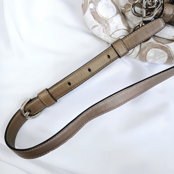 NWOT Coach Kristin Sequin Op Art Hobo Bag Tan Pink Logo L1082-16791 Shoulder - Picture 14 of 16